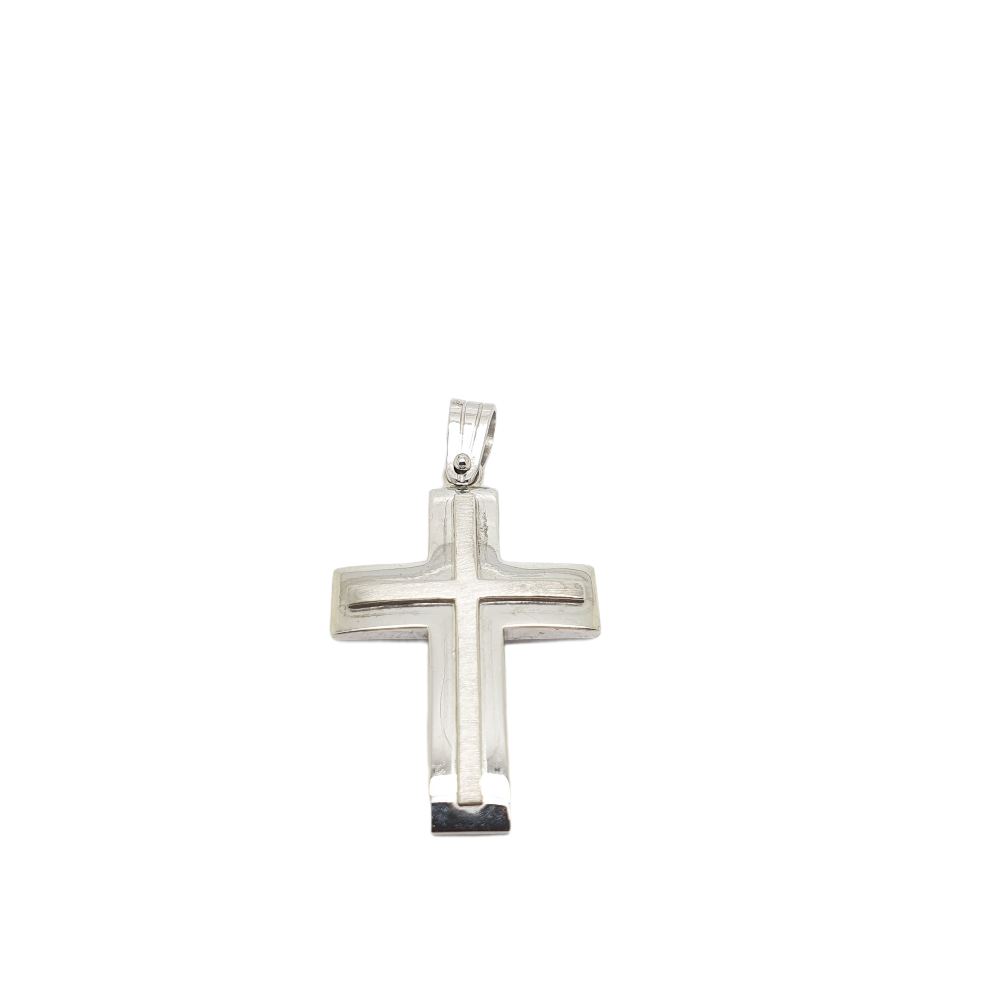 Σταυρός απο λευκόχρυσο κ14 με ενσωματωμένο σταυρό απο ματ λευκόχρυσο (code H1821)